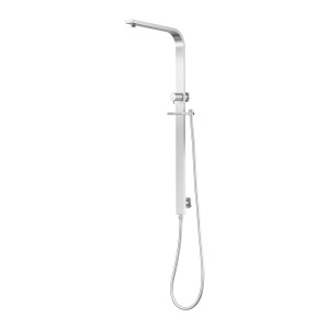 Square Brushed Nickel Shower Station without Shower Head and Handheld Shower(Wide Rail,PVC Hose)