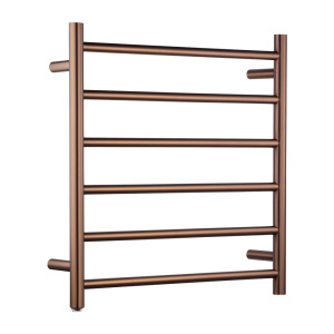 Round Brushed Copper Electric Heated Towel Rack 6 Bars