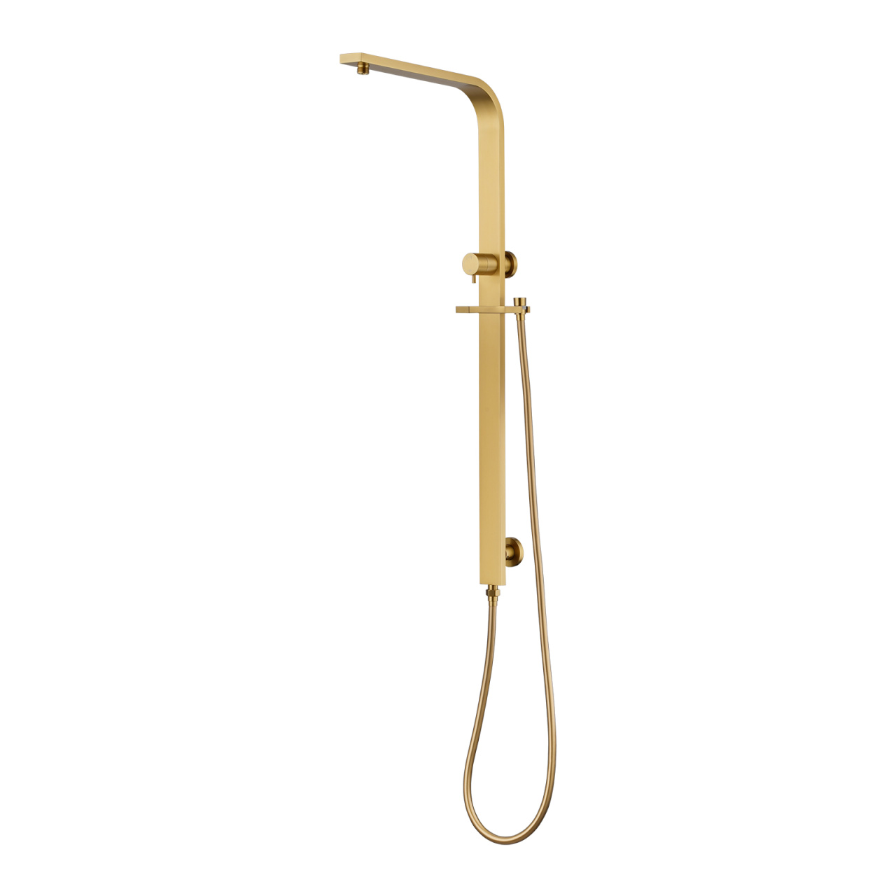 Square Brushed Brass Shower Station without Shower Head and Handheld Shower(Wide Rail,PVC Hose)
