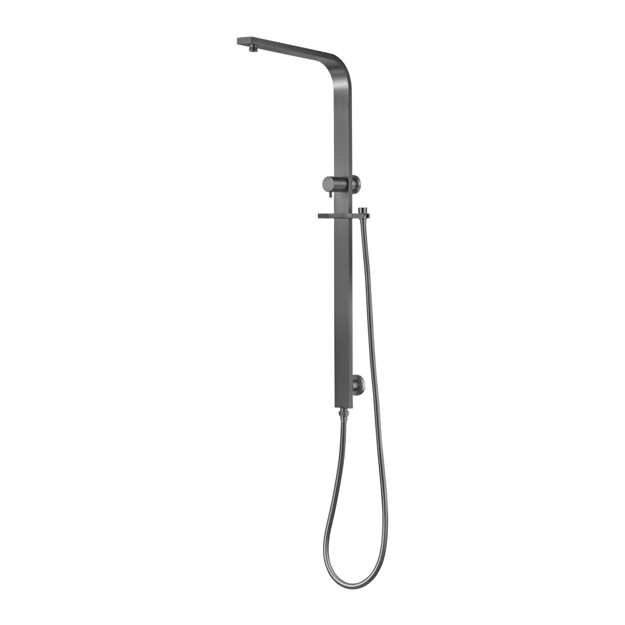 Square Gun Metal Grey Shower Station without Shower Head and Handheld Shower(Wide Rail,PVC Hose)