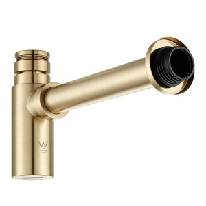 Round Light Brushed Brass Bottle Trap G1 1/2"