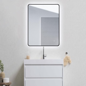 810x610mm Matte Black Framed LED Mirror