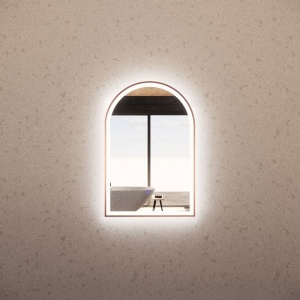 600*900mm Brushed Copper Framed Arch LED Mirror