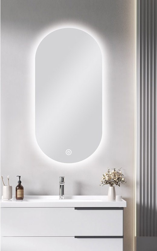 450*900mm Carysil Oval 3 Color Lighting Backlit LED Mirror Touch Sensor Switch Defogger Pad
