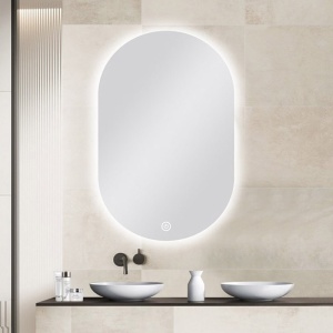 600*900mm Carysil Oval 3 Color Lighting Backlit LED Mirror Touch Sensor Switch Defogger Pad