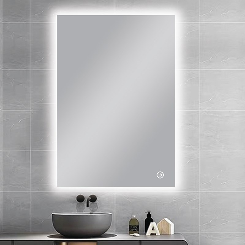 600*750mm Carysil Sharpe Edged 3 Color Lighting Backlit LED Mirror Touch Sensor Switch Defogger Pad