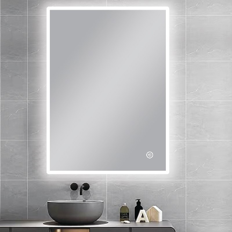 600*750mm Carysil Square Round Edged 3 Color Lighting Front lit LED Mirror Touch Sensor Switch Defogger Pad