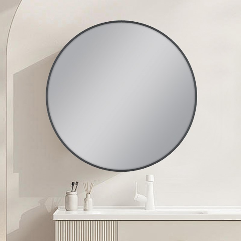 800mm Carysil Round Gun Metal Grey Framed Mirror