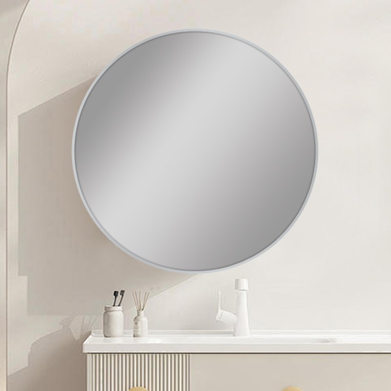 800mm Carysil Round Brushed Nickel Framed Mirror