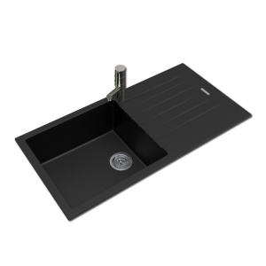 1000x500x200mm Black Arete Single Bowl Kitchen Sink