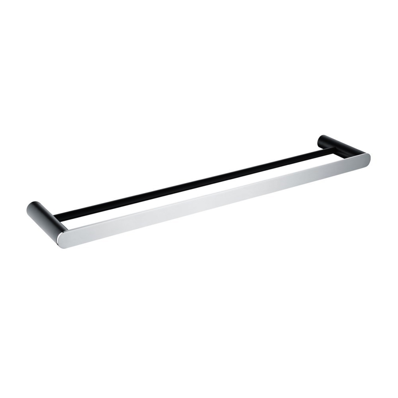 RUSHY - 600mm Black & Chrome Double Towel Rail
