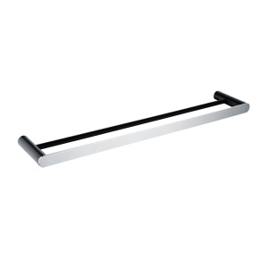 RUSHY - 600mm Black & Chrome Double Towel Rail
