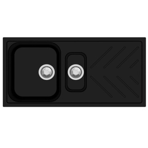 1000X500mm Black Carysil Granite 1 & 1/4 Bowl Kitchen Sink