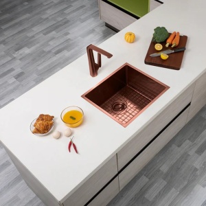 510x450x230mm Copper Stainless Steel PVD Single Bowl Kitchen Sink