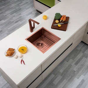 440x440x205mm Copper Stainless Steel PVD Single Bowl Kitchen Sink