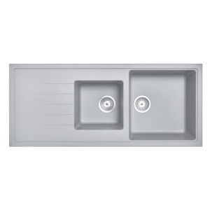 1160x500mm Concrete Grey Carysil Granite 1 & 1/2 Bowl Kitchen Sink