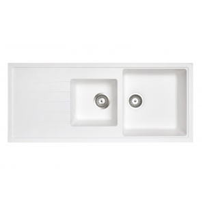 1160x500mm White Carysil Granite 1 & 1/2 Bowl Kitchen Sink