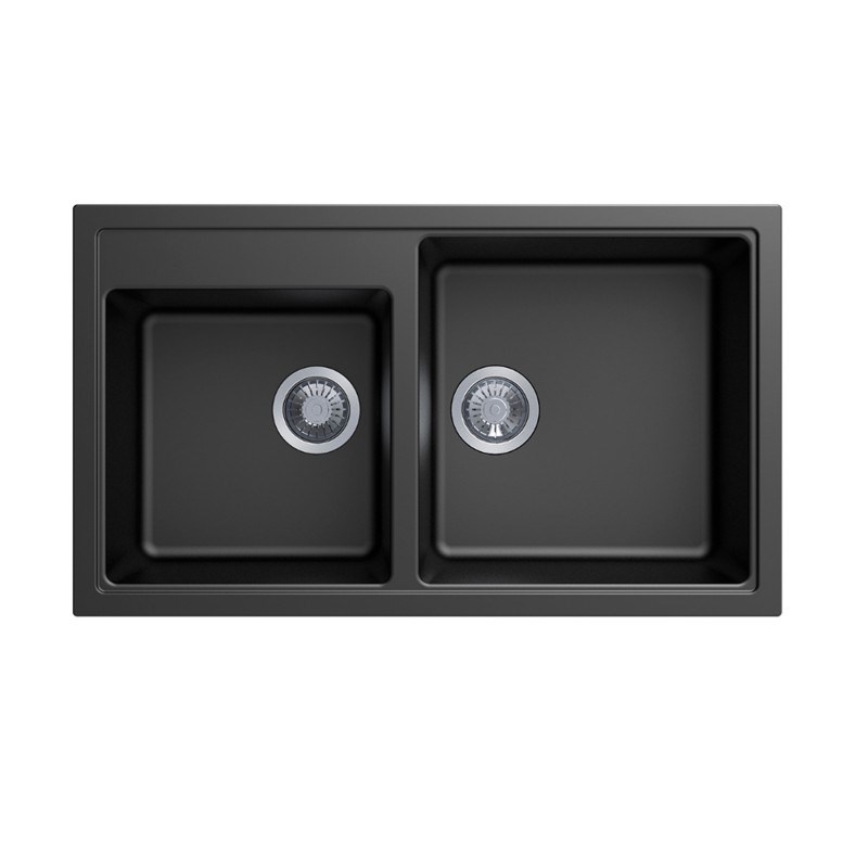 860x500x200mm Black Carysil Granite 1 & 3/4 Bowl Kitchen Sink